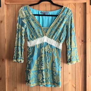 Stunning Hale Bob Silk and Velvet Blouse